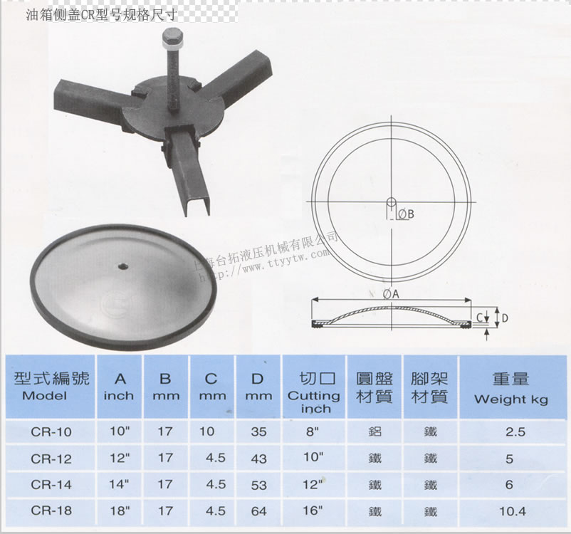 油箱側蓋CR型號規格尺寸